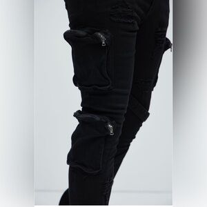 fashion nova  black cargo flare jeans